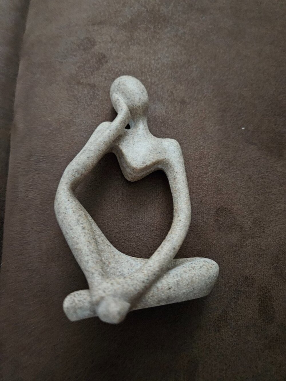 Abstract Female Thinker Statue Speckled Stone Resin Figurine Yoga Decor 4.5"